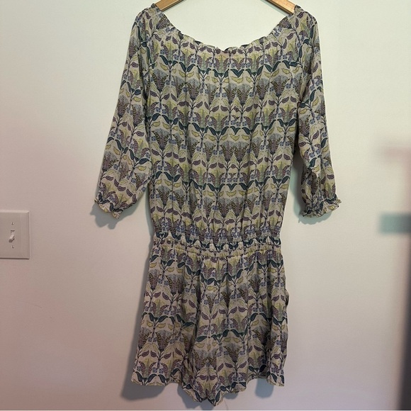 TORY BURCH silk purple Pompei Floral Mosaic Print Smocked waist Romper - Picture 13 of 13